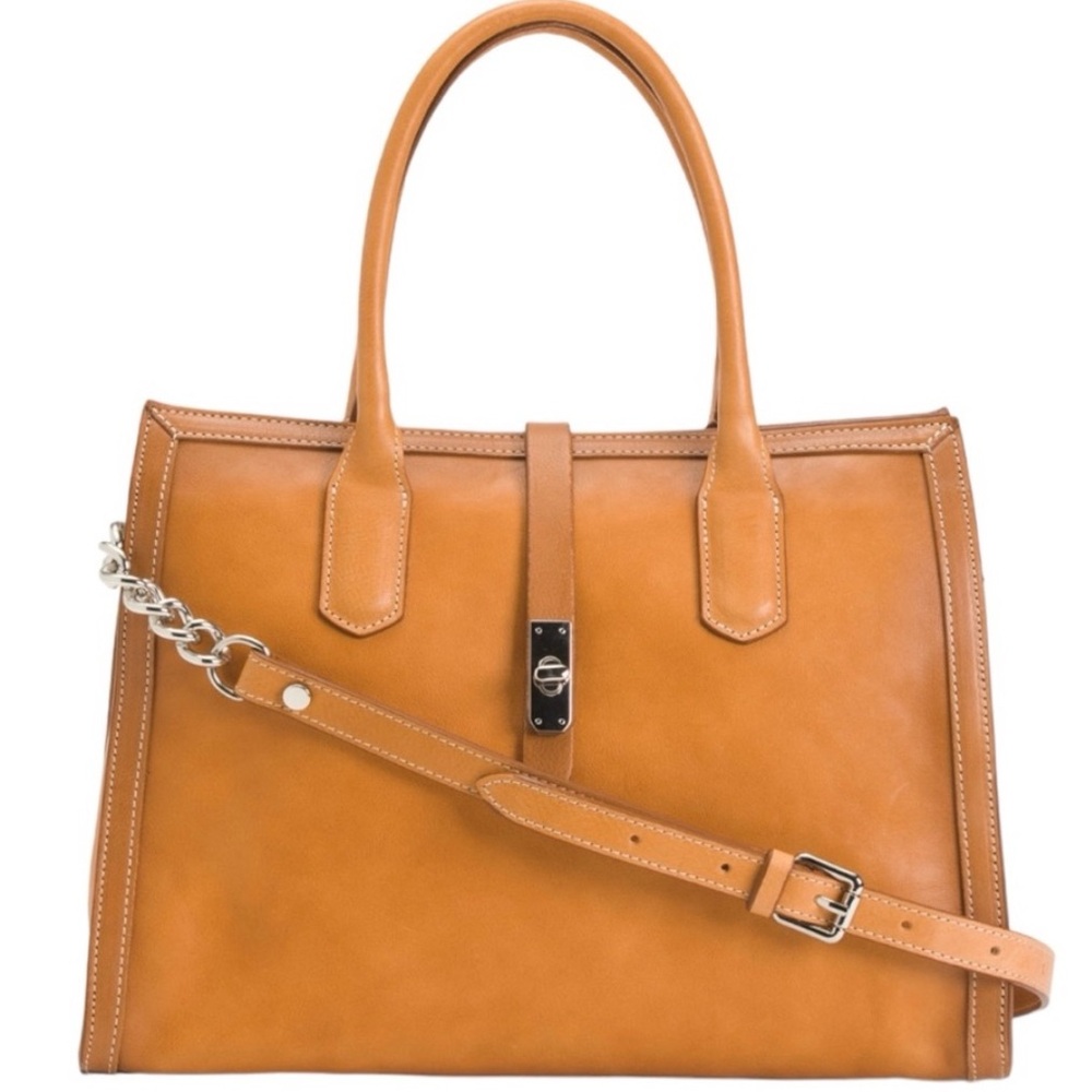 CAVALCANTI Natural  Made In Italy Leather Burnished Satchel